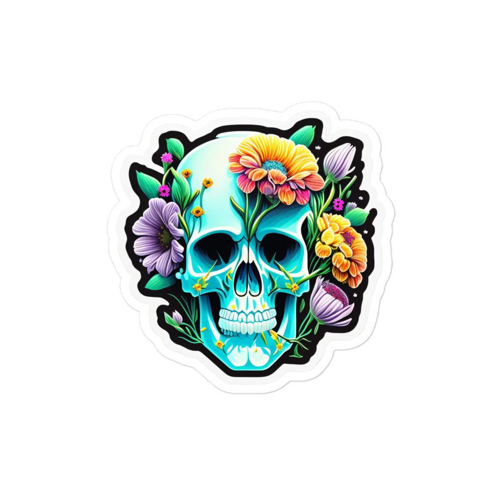 Candy Skull with Flowers Decal