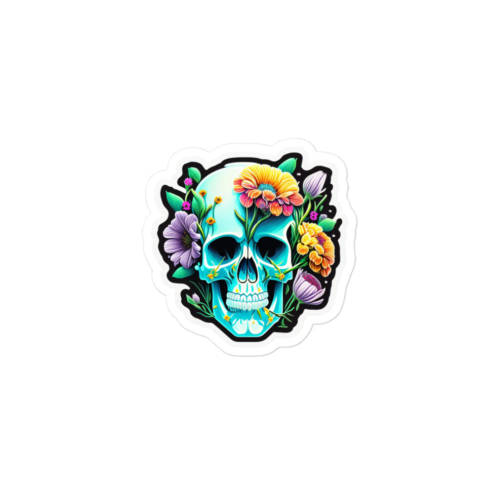 Candy Skull with Flowers Decal